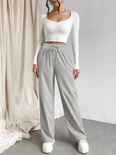 Kivdol 3 Pack Womens Yoga Sweatpants Wide Leg Lounge Pajamas Pants Drawstring Workout Comfy Joggers Sweatpants Pants Pockets thumbnail 6