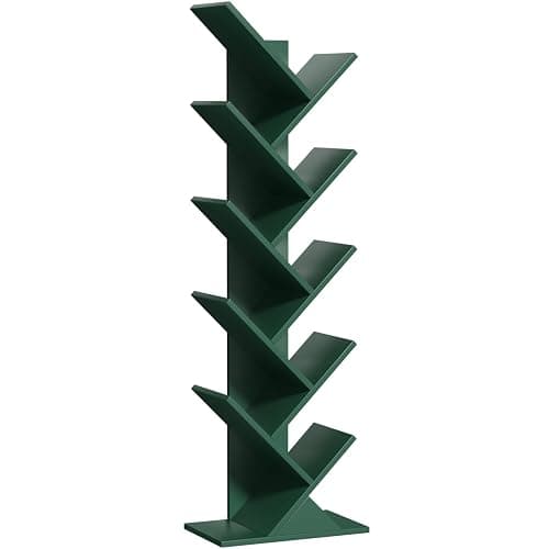 SHEEPAM 10 Tier Tree Book Shelf, Floor Standing Wood Bookshelf for Narrow Space, Storage Organizer Bookshelves for Books/CDs/Magazine, Bookcase with Shelves for Home Office, Living Room thumbnail 8