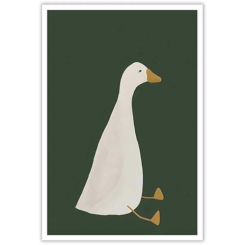 Funny Animal Posters Orange White Green Canvas Wall Art A Silly Duck Sitting On The Floor Room Aesthetic Prints Painting For Home Bedroom Dorm Living Room Wall Decor 12x16in Unframed - Animals 1 Unframed - 12L" x 16W"