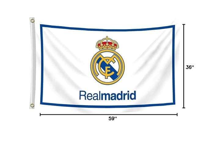 Konern Real Madrids Flag Banner 3x5 feet Soccer Durable Double Sides Football Soccer 2 Grommets(Duplex printing,Bright & Vibrant 150D Polyester,Brass grommet design is durable) thumbnail 3