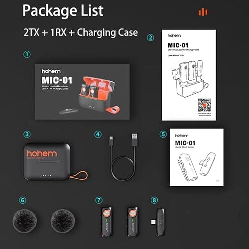 hohem MIC-01 Wireless Lavalier Microphone, 3-Level Noise Cancelling Built-in TF Card Slot Remote Shutter Control Clip On/Magnet Mic for Smartphone Camera Laptop Tablet thumbnail 6