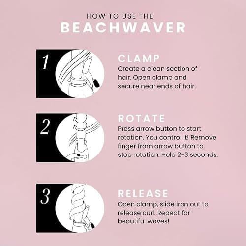 The Beachwaver Co. Beachwaver S1.25 Rotating Curling Iron - Pink Catwalk | Automatic 1.25 Inch Ceramic Curling Iron | Auto-Shut Off, Home Button, Travel-Friendly, Dual Voltage | S-Series (DV338001P) thumbnail 4
