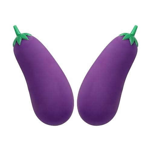 Stretchy Glue-Sand Filled Rubber, Latex Soft Decompression Toy,Squishy Toy, Fake Fruits and Vegetables,High-Elastic Stretchable, Decompression Toy for Adults and Children (Eggplant-2 Pack) - Image 1