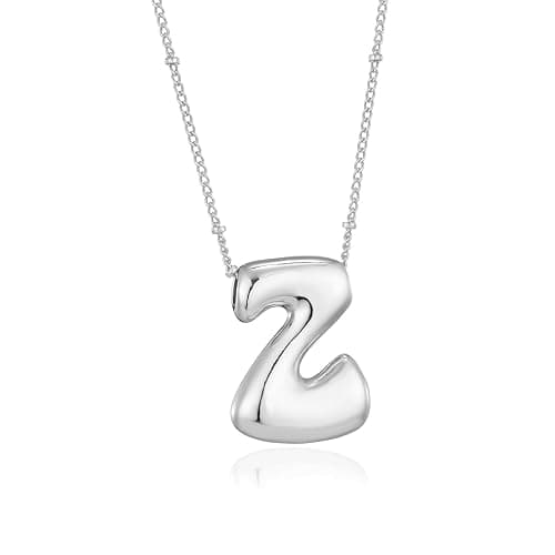 Gold Bubble Letter Necklace,14k Gold/Silver Plated Balloon Initial Letter Pendant Necklace Dainty Chunky Charm Name Necklaces Trendy Personalized Jewelry Gift for Women - Image 1