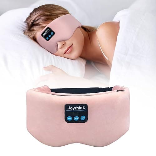 Joythink Weighted Eye Masks Bluetooth Sleep Mask Headphones Silk Wireless Bluetooth Headband for Side Sleepers Blackout for Airplane Travel Men Women Pink - Image 1