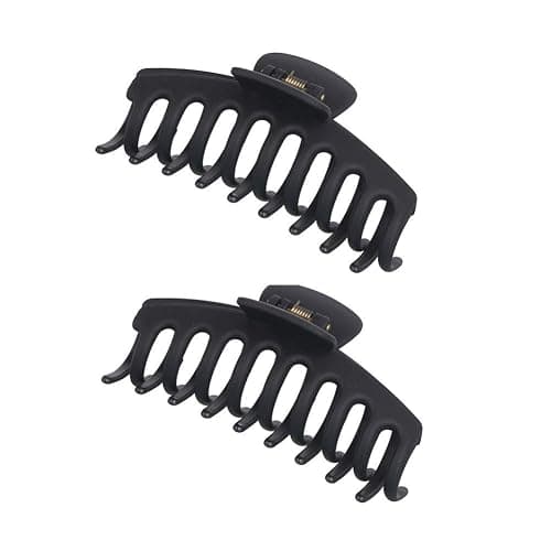 2 Pack Big Hair Claw Clips Nonslip Large Claw Clip for Women and Girls Hair,Strong Hold Grips Hair Accessories 4 Inch (Black) - Image 1
