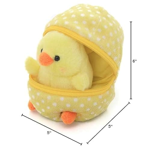 Plushland Plush Stuffed Animal 6 Inches Zip Up Egg Hideaway Cute Yellow Pastel and Polka Dot Easter Colors Spring Inspired Gift for Girls and Boys Birthday Mother's Day (Easter Chick) thumbnail 3