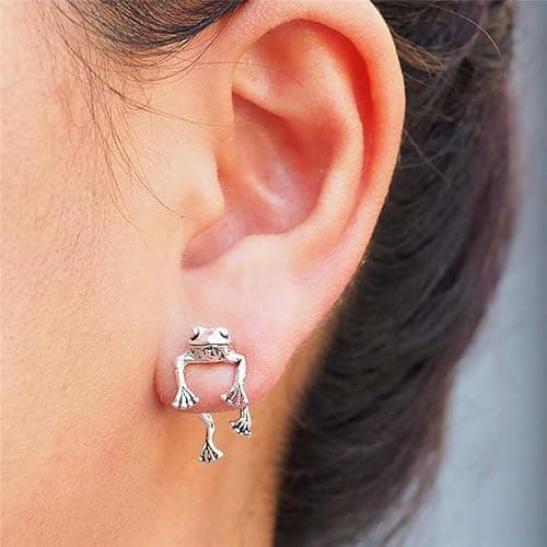 Frog Earrings Gift for Girls Kids Teen Girl Gifts Trendy Stuff Jewelry | Sterling Silver Post Hypoallergenic Stud Earrings, Cute Cool Stuff thumbnail 6