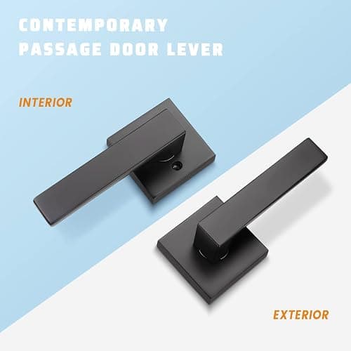 KNOBWELL 2 Pack Premium Matte Black Closet Door Handles Passage Function Heavy Duty Lever Door Handle, Door Handles for Left or Right Handing, Interior Door Handle thumbnail 3
