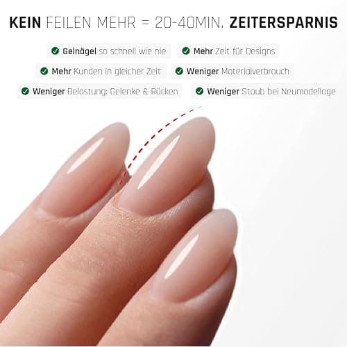 No File Aufbaugel für Gelnägel ALMOND NUDE 15ml für Profis & Anfänger als UV Gel SELBSTGLÄTTEND OHNE FEILEN · für UV & LED geeignet · pinchbar, mittelviskos thumbnail 5