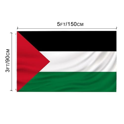 Palestinian flag 3x5 FT Palestine flag Polyester outdoor indoor Canvas Header and Double Stitched with two Brass Grommets thumbnail 3