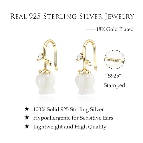 Reffeer Solid 925 Sterling Silver Flower Crawler Cuff Earrings Wraps for Women Teens Flower Wrap Earrings Climber thumbnail 6