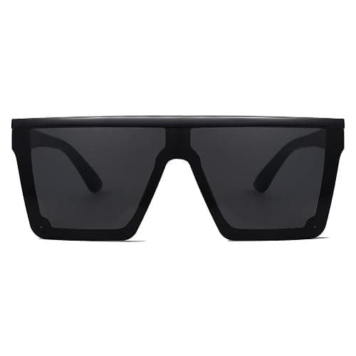 SOJOS Square Big Sunglasses Women Thick Frame Flat Top Mirrored Sunnies Shades Goggle Siamese Lens SJ2117 thumbnail 3