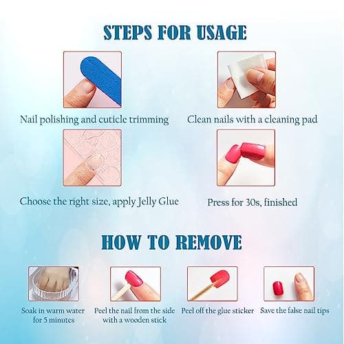 120Pcs 5 Pack Children ABS Plastic Fake Nails Press on Full Cover IKISKT Classic French Color Short False Nail Art Kits Sets Great Christmas Gift for Kids Girls Women thumbnail 5