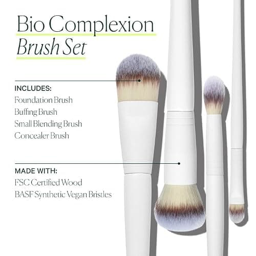 Well People Bio Complexion Brush Set, 4-Piece Face Brush Set For All Complexion Products, For Liquids, Powders & Creams, Cruelty-free Bristles thumbnail 3