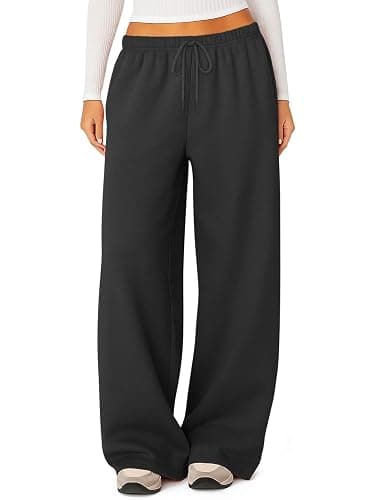 HeSaYep Women's Fleece Lined Sweatpants Winter Warm Wide Leg Sweat Pants Baggy Casual Pants with Pockets - Image 1