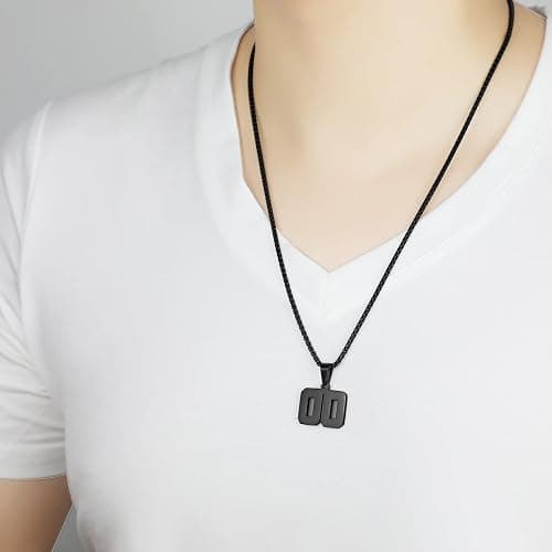 Susook Number Necklace for Boy Black Athletes Number Stainless Steel Chain 00-99 Number Charm Pendant Personalized Sports Jewelry for Men Basketball Baseball Football thumbnail 5