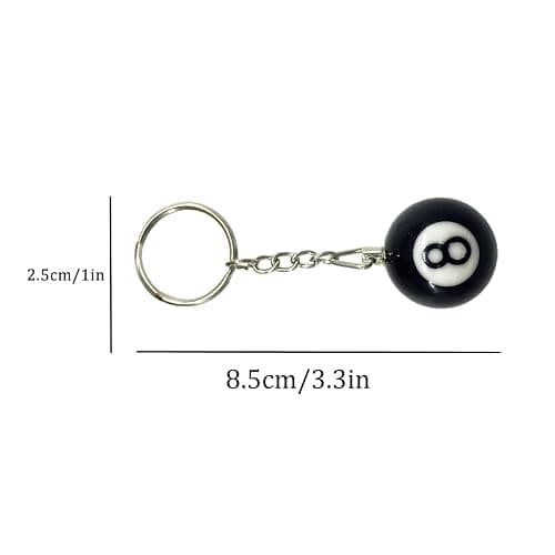 Zittop 1 Pcs 8 Ball Keychain Billiards Ball Keyring Creative Key Chain Charm Keychain for Billiards Birthday Party Supplies thumbnail 2