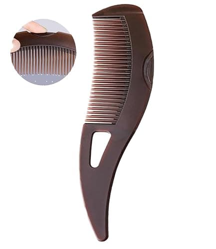 Dandruff Comb Fine Tooth Scalp Detox Comb Lice for Women, Men & Kids Stainless Steel Scalp Detoxing, Sweep & Massage Hair Brush Tool for Hair Care (Brown) - Image 1