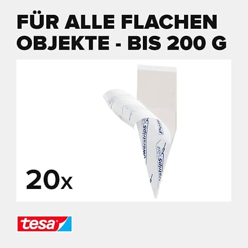 tesa Powerstrips POSTER - Doppelseitige Klebestreifen für Poster und Plakate - Selbstklebend und spurlos wieder ablösbar - Bis zu 200 g Halteleistung - 20 Stück thumbnail 3