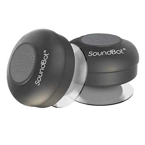 Soundbot SB510 HD Waterproof Bluetooth Shower Wireless Speaker with Speakerphone, Mic, 6-Hour Playtime, Control Buttons & Suction Cup, Powerful Sound Ideal for Bathroom, Travel, or Outdoors (Black) thumbnail 2
