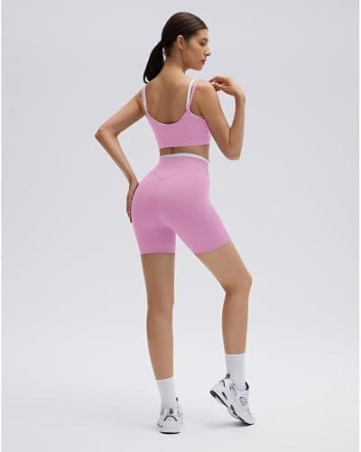 SUUKSESS 2 Piece Workout Sets Layered Sports Bra Yoga Gym Biker Shorts thumbnail 3