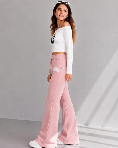 Azmxynol Girl's Pants Tween Girls Flare Pants 2 Pack High Waist Casual Pants Fall Winter Size 7-16Years thumbnail 3