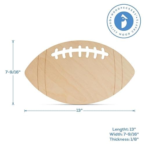 Wooden Football Cutouts 13-inch, Pack of 5 Unfinished Football Signs for Crafts, Lockers, & Football Party Décor, by Woodpeckers thumbnail 5