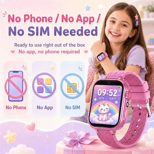 wepfum Kids Smart Watch for Girls Age 5-12, 39 Games Touch Screen Watch with Camera, Video Recorder, Music Player, Pedometer, Habit Tracker, No App Needed, Birthday Gift for Girls Ages 6-10 thumbnail 8