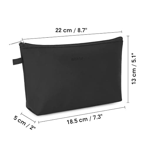 WANDF Cosmetic Bag for Women Makeup bag Organizer Mini Makeup Pouch for Purse Water Resistant Girls Gift(Pure Black) thumbnail 6
