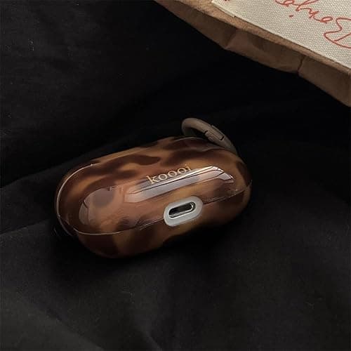inewateri Compatible for AirPods 4 Case with Cleaner Kit Cute Cool Brown Leopard Cool Amber Tortoise Aesthetics Design Shockproof Love Keychain Cover for Girls Woman for Airpods 4nd(2024)-Amber thumbnail 6