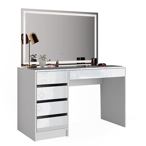 Vicco tavolo da toeletta Sherry, Bianco lucido, 120 cm con illuminazione a LED thumbnail 7