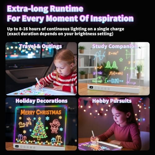Lumiboard Led Drawing Board with 13 Light Effects, 16" Rechargeable Glow Doodle LED Note Board with Colors, Neon Light Up Drawing Tablet Gifts for Kids for Easter Birthday Christmas Gift Ideas thumbnail 3
