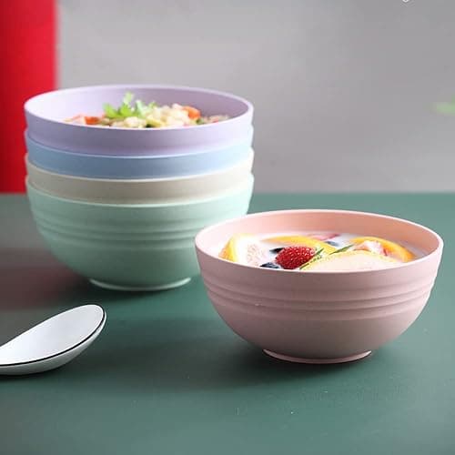 16 Pieces Bowl Set Tablewares, Wheat Straw Plates, Lightweight Degradable Dinner Plates Sets,Bowls, Cups, Tablewares Set, Dishwasher Safe Dinnerware Sets, Unbreakable Salad Plates thumbnail 5