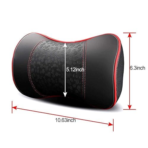 HAOTULE Car Leather Neck Pillows, Neck Rest Cushions,100% Memory Foam Cervical Support, Comfortable Travel car Seats and Home Office Soft Pillows, Black a Set (2 pcs) thumbnail 2