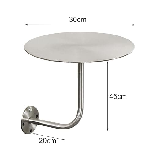 Stainless Steel Round Pub Bar Table - Modern Wall Mounted Side Table for Cafe, Commercial Dining Table for Dessert Shop - 30cm/12inch thumbnail 3