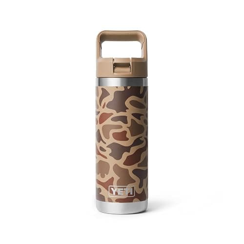 YETI Rambler 18 oz Bottle, Vacuum Insulated, Stainless Steel with Straw Cap, Wetlands Camo - Image 1