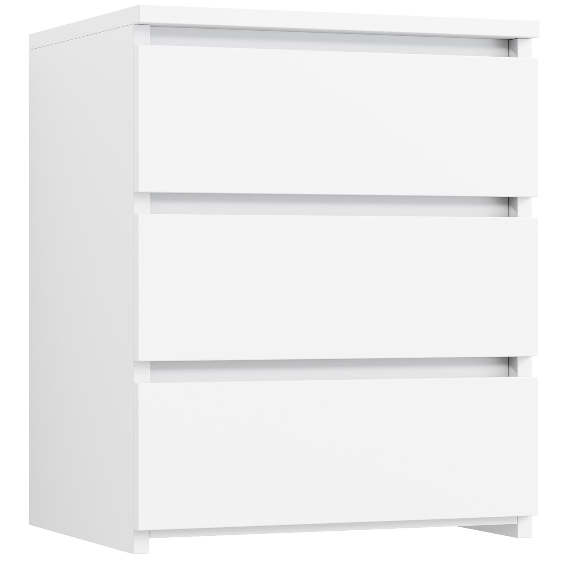 FOTOSOK White Nightstand with 3 Drawers, White Bedside Table Night Stand for Bedroom with Cut-Out Handle, Sofa Side Table 3 Drawer Nightstand for Bedroom, 17.7W*15D*21.7H 1 White - Image 1
