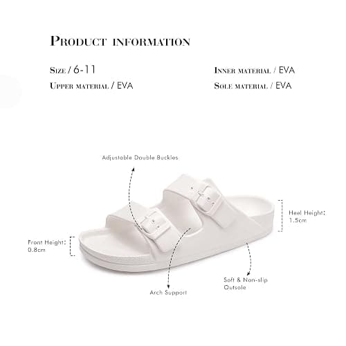 FUNKYMONKEY Women's Comfort Slides Double Buckle Adjustable EVA Flat Sandals thumbnail 8