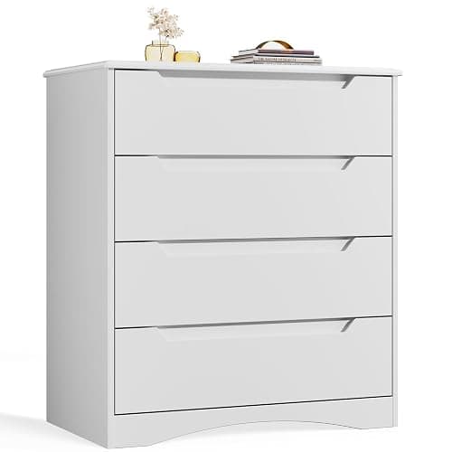 Bealife Dresser for Bedroom, 4 Drawer Dressers Chest of Drawers with Anti-Tripping Device, White Dresser for Closet with Embedded Handles, Closet Chests Organizer for Hallway, Living Room (White) thumbnail 9