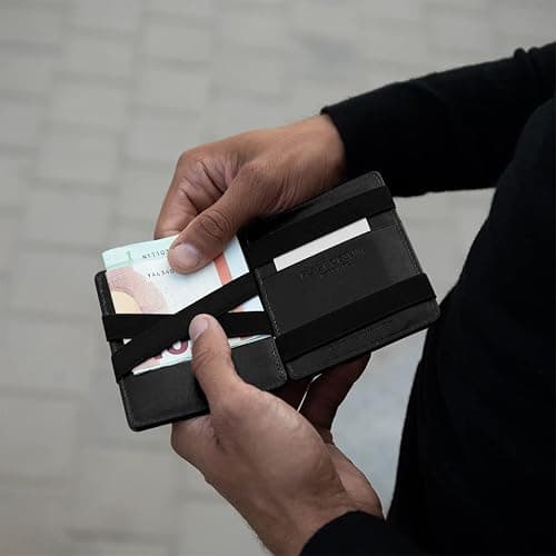 Jaimie Jacobs Flap Boy Slim Magic Wallet ohne Münzfach (Vegan Schwarz) | Dünner Geldbeutel, 8-16 Karten, Geldscheine, Magic-Flap, 0,8 cm dünn, TÜV-RFID-Schutz & echtes Leder thumbnail 2