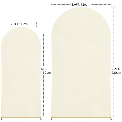 Fuloon Wedding Arch Cover 7.2FT, 6FT, Elastic Party Arch Cover Round Top Backdrop Stand Covers for Wedding Birthday Party Baby Shower Banquet Decoration Ivory - 7.2FT, 6FT - Ivory thumbnail 3