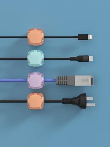 8-Pack Magnetic Cable Clips, Adjustable Cord Holder for Under Desk Cable Management, Adhesive Charger Wire Organizer Keeper for Home Office Desk Phone Car Wall Desktop Nightstand (Crystal Multicolor) - 8-Pack Crystal Multicolor thumbnail 8