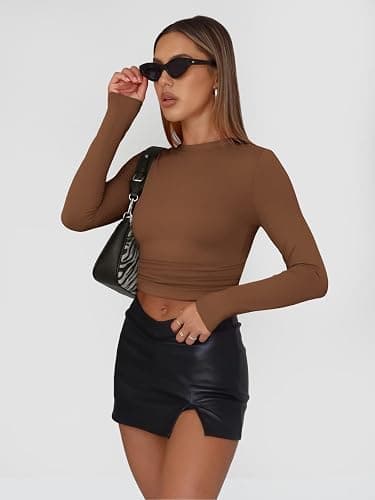 AUTOMET 3 Pack Womens Long Sleeve T Shirts Fall Fashion Basic Going Out Crop Tops Slim Fitted Winter Clothes 2025 thumbnail 3