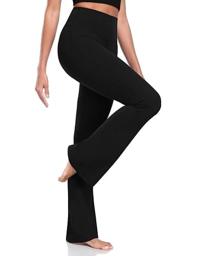 HeyNuts Harmony Flare Leggings 29"/30.5"/32.5"/34.5" | High Waisted, Wide Leg, Bootcut, Yoga, Casual, Lounge, Tummy Control, Compression, Buttery Soft, Inner pocket, for Women thumbnail 4