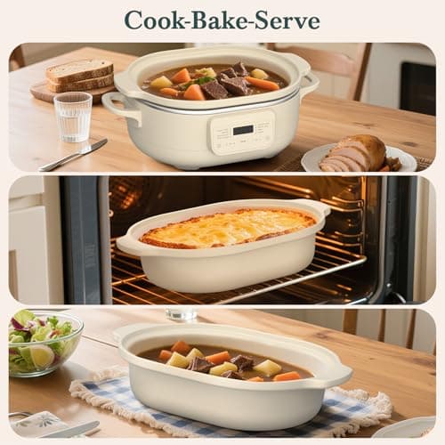 MAGNIFIQUE 4 Quart Programmable Casserole Slow Cooker, 8-in-1 Multi Cooker with Removable Non-Toxic Stoneware Crock, Claypot Slow Cooker, Rice-cooking, Nonstick, Oven Safe Pot to 450°F, Oatmeal thumbnail 5