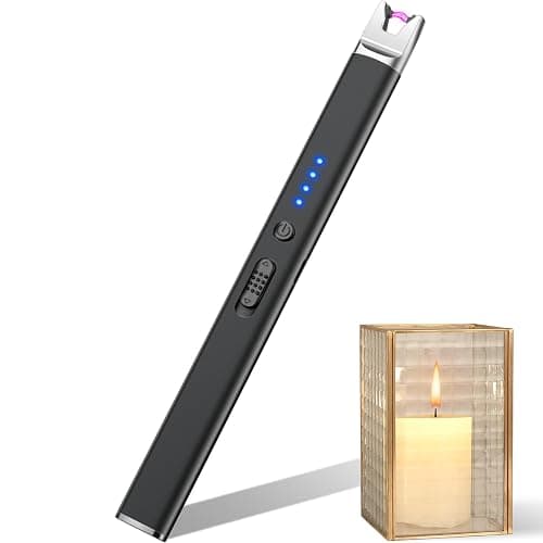 Electric Candle Lighter USB C Rechargeable BBQ Lighter Long Reach, Electronic Arc Plasma Lighter Flameless and Windproof for Candles, Grill Stove, Camping (Jet Black) - Image 1