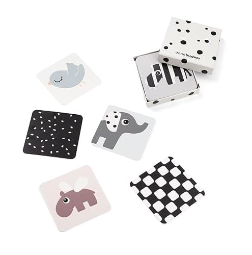 Done by Deer Baby Kontrastkarten 10er Pack Deer Friends Colour Mix - Schwarz Weiß Bunte Visuelle Stimulation Lernaktivitätskarte für Babys - Doppelseitig Baby Lernkarten - Image 1