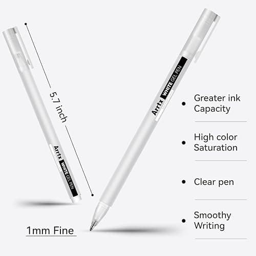 Arrtx White Gel Pen set, 1mm Gelly Roll Gel Ink Pen for Black Paper,Sketching,Drawing, Sketching, Writing, adult coloring books,Illustration, Taking Notes,White Ink Pen Highlight Fine liner (3 pack) thumbnail 3