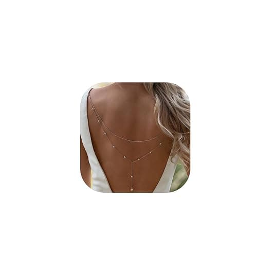 Simple Rhinestone Layered Back Chain Body Jewelry for Women Sexy Backless Rhinestone Crystal Necklace Bridal Wedding Backdrop Dress Accessories Jewelry - Image 1